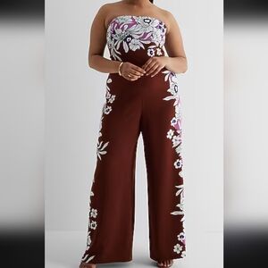 Express Brown Floral Jumpsuit